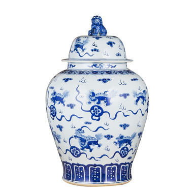 Legend of Asia Giftware Legend of Asia B&W Playing Foo Dog Temple Jar Lion Lid XL