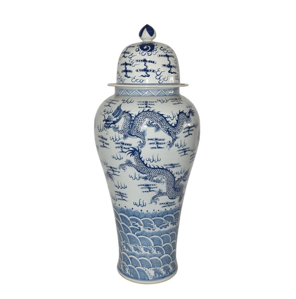Legend of Asia Giftware Legend of Asia B&W Temple Jar Sea Dragon Motif - XL