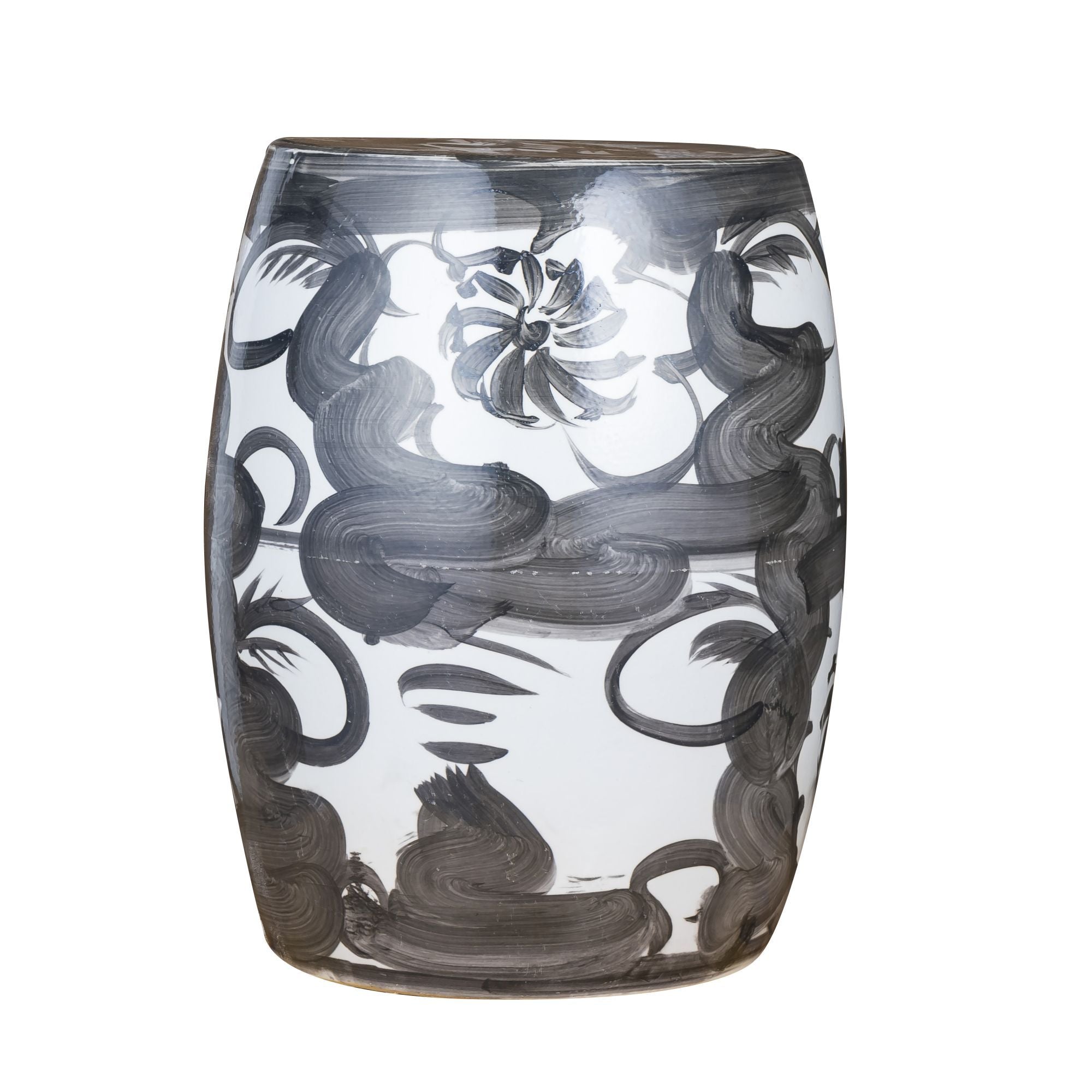 Legend of Asia Giftware Legend of Asia Black Silla Garden Stool Twisted Flower