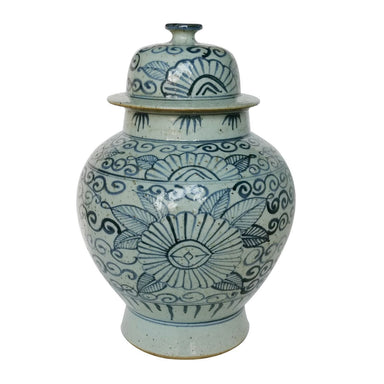 Legend of Asia Giftware Legend of Asia Blue And White Ancestor Sunflower Small Temple Jar