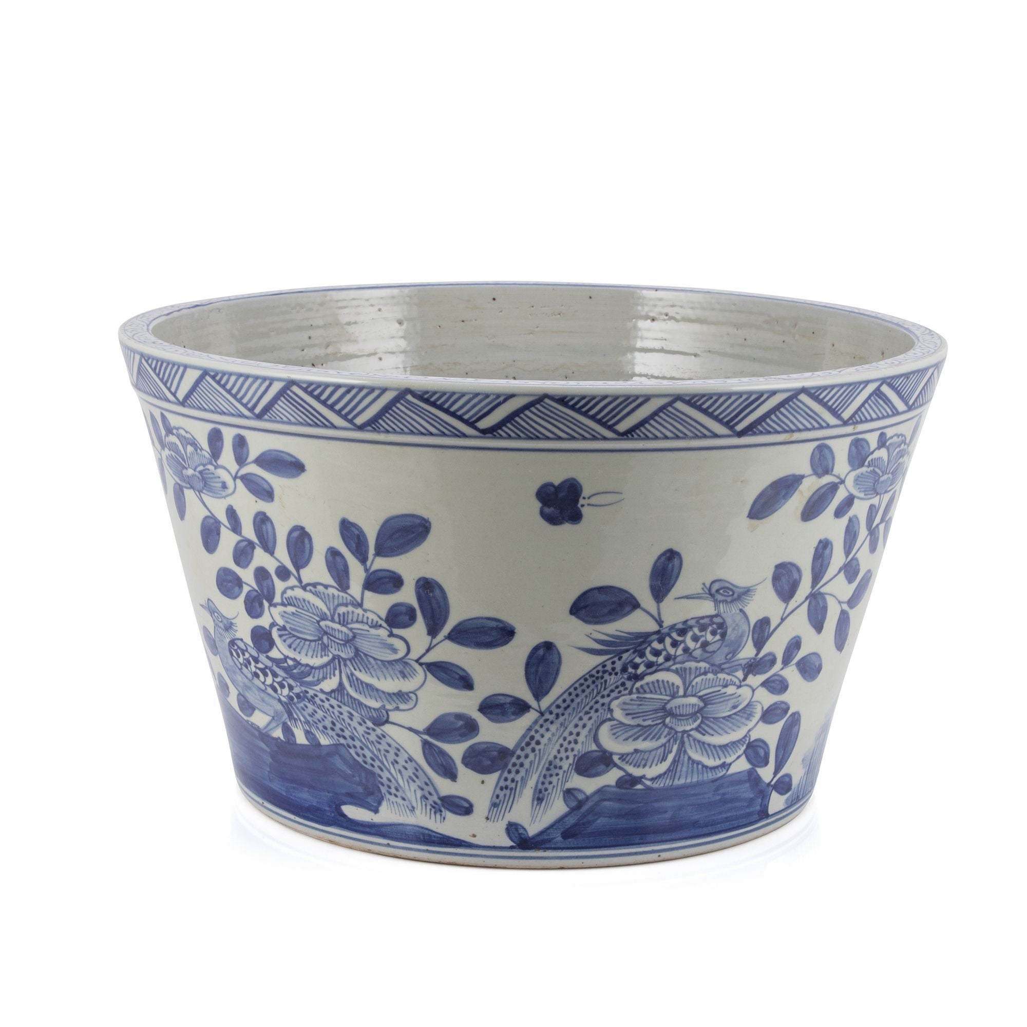 chinese blue and white plant pots Legend of Asia Blue And White Basin Planter Flower Bird Motif — ShopTheAddison