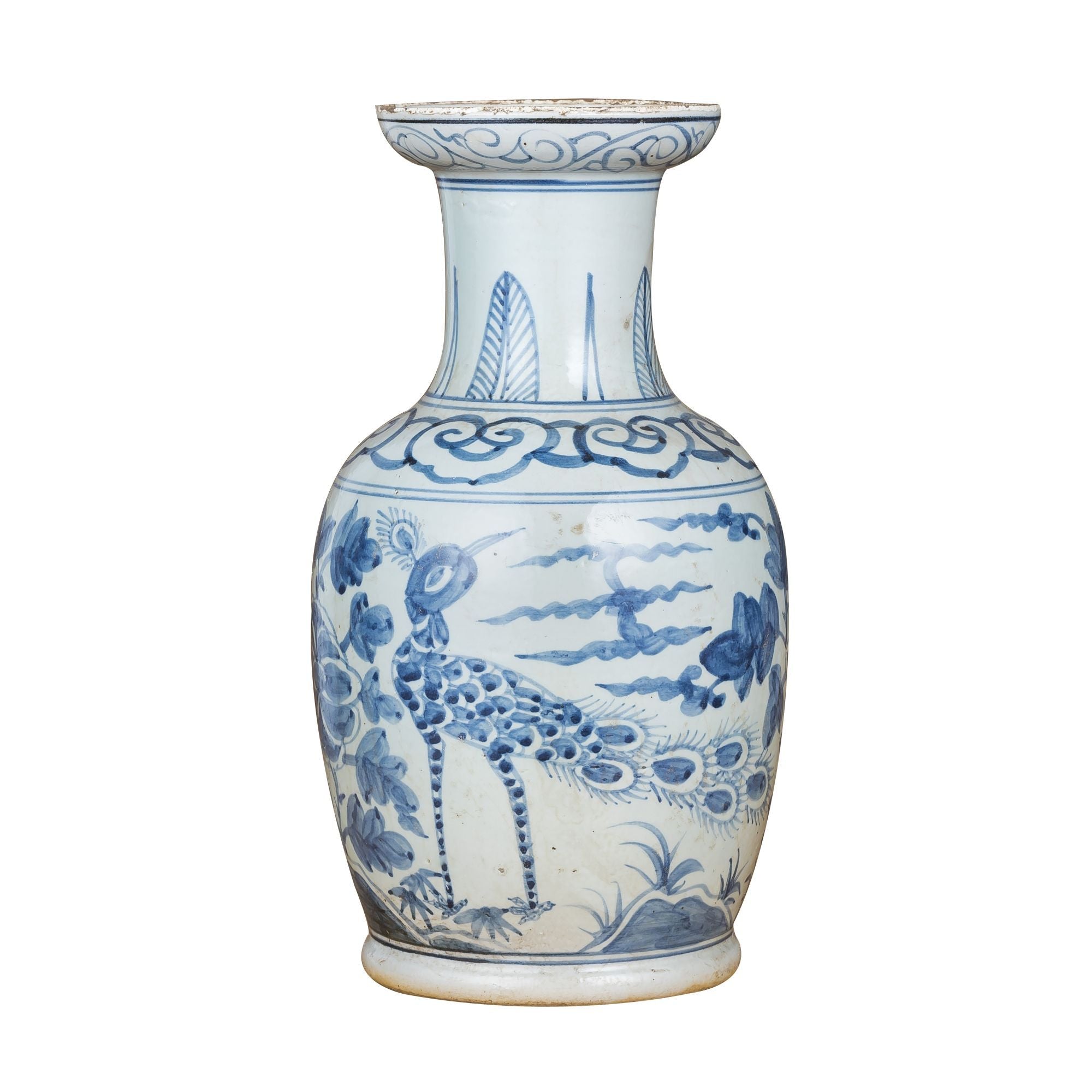 Legend of Asia Giftware Legend of Asia Blue And White Bird Vase With Dish-shaped Mouth