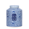 Legend of Asia Giftware Legend of Asia Blue And White Blooming Double Happiness Tea Jar