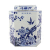 Legend of Asia Giftware Legend of Asia Blue And White Flat Hex Bird Floral Jar