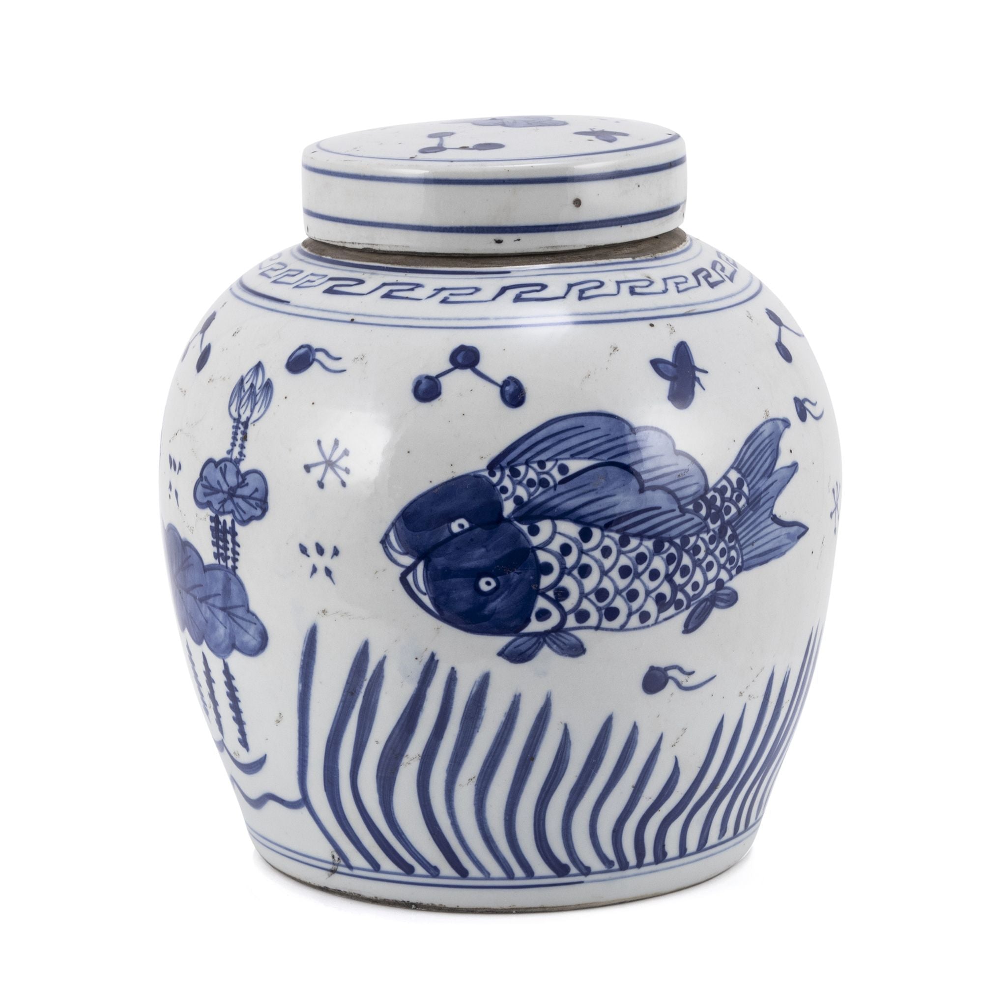 Legend of Asia Giftware Legend of Asia Blue And White Ming Jar FIsh Motif
