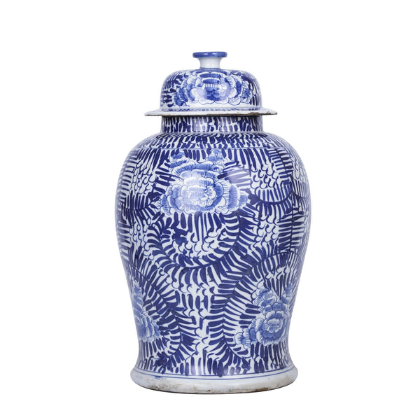 Legend of Asia Giftware Legend of Asia Blue And White Peony Vine Temple Jar
