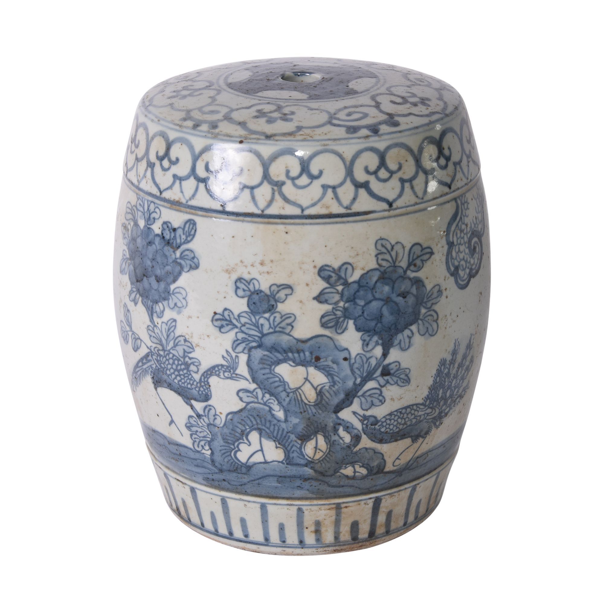 Legend of Asia Giftware Legend of Asia Blue And White Pheasant Flower Mini Stool