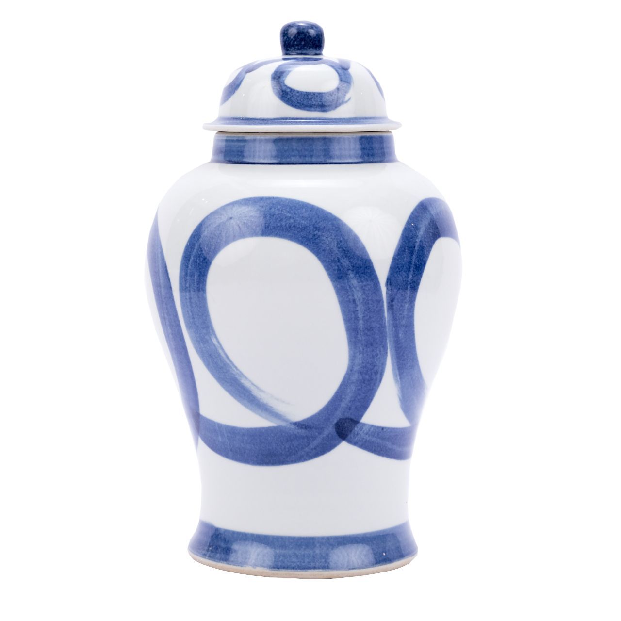 Legend of Asia Giftware Legend of Asia Blue And White Porcelain Brushstroke Temple Jar - Small