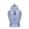 Legend of Asia Giftware Legend of Asia Blue And White Porcelain Double Happiness Floral Temple Jar