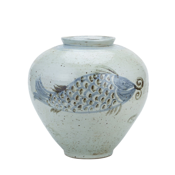 Legend of Asia Giftware Legend of Asia Blue And White Porcelain Silla Koi Fish Jar