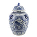 Legend of Asia Giftware Legend of Asia Blue And White Porcelain Village Fish Lidded Jar With Foo Dog Handles