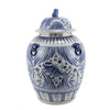 Legend of Asia Giftware Legend of Asia Blue And White Porcelain Village Fish Lidded Jar With Foo Dog Handles