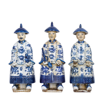 Legend of Asia Giftware Legend of Asia Blue And White Sitting Qing Emperors of 3 Generations - Set Small
