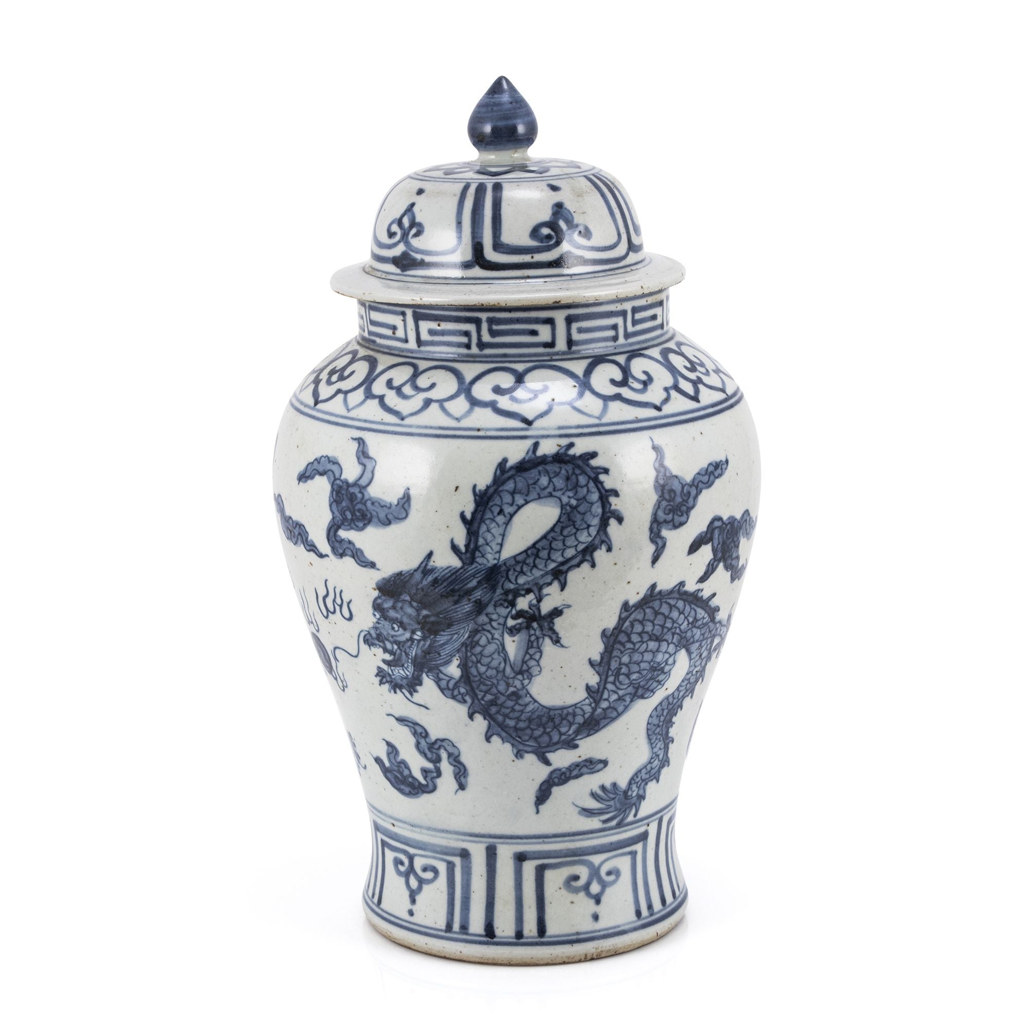 Legend of Asia Giftware Legend of Asia Blue And White Small Porcelain Temple Jar With Draogn