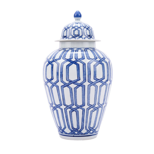 Legend of Asia Giftware Legend of Asia Blue & White Crossing Dimaond Heaven Jar