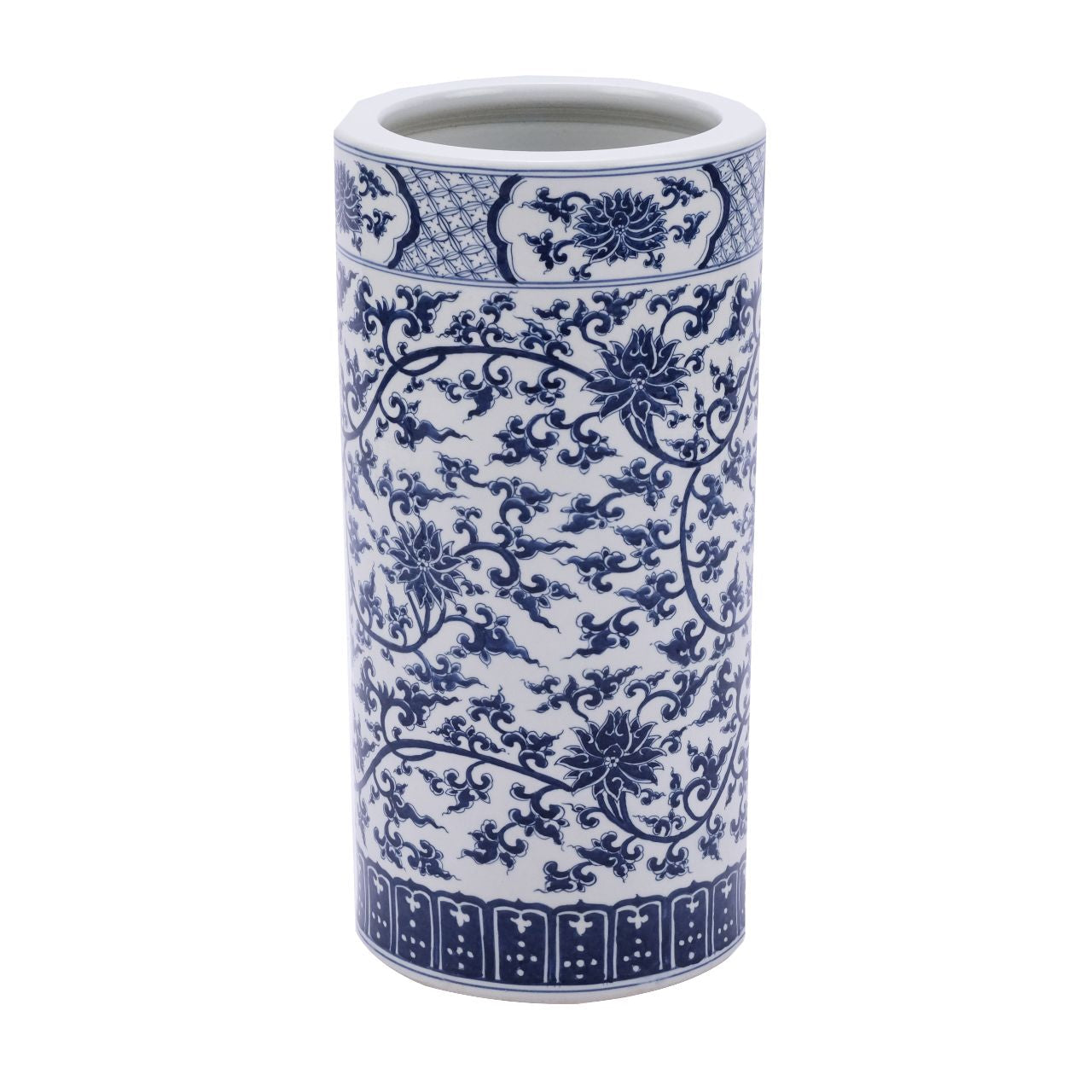 Legend of Asia Giftware Legend of Asia Blue & White Twisted Lotus Umbrella Stand Vase