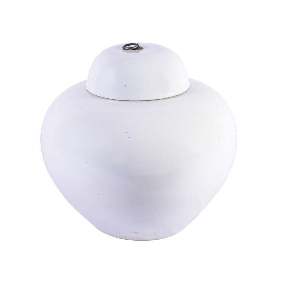 Legend of Asia Giftware Legend of Asia Busan White Lidded Jar Bronze Ring Short