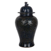 Legend of Asia Giftware Legend of Asia Carved Flower Temple Jar Speckled Indigo