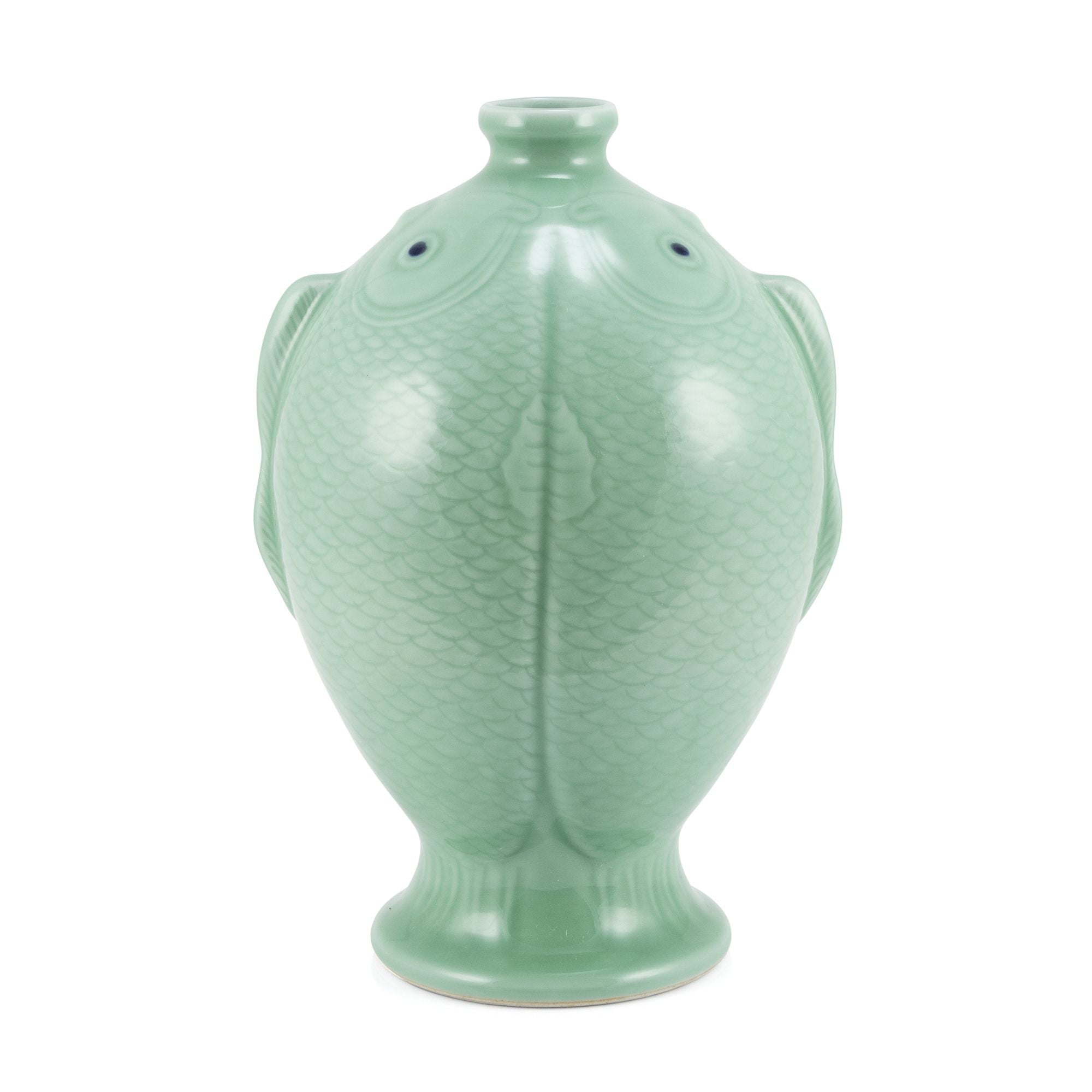 Legend of Asia Giftware Legend of Asia Celadon Green Carved Fish Vase Large