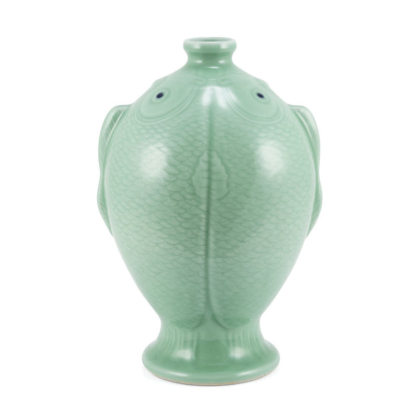 Legend of Asia Giftware Legend of Asia Celadon Green Carved Fish Vase Large