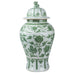 Legend of Asia Giftware Legend of Asia Celadon Green Carved Floral Temple Jar Lion Lid