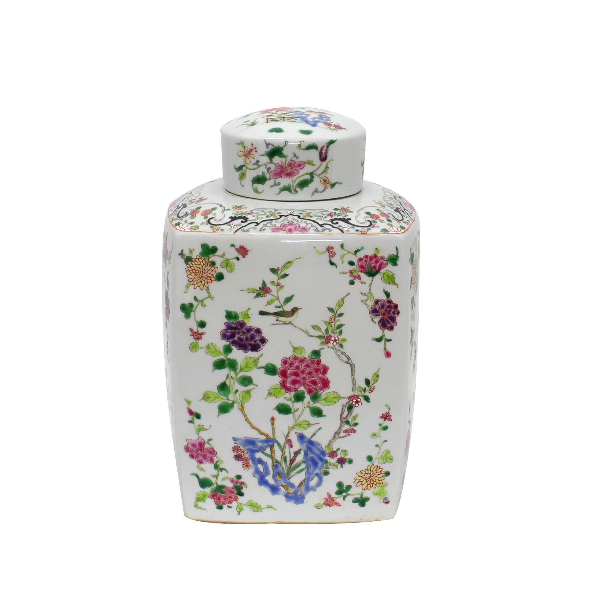Legend of Asia Giftware Legend of Asia Chinoisery Floral Cylinder Tea Jar Multi-Colored