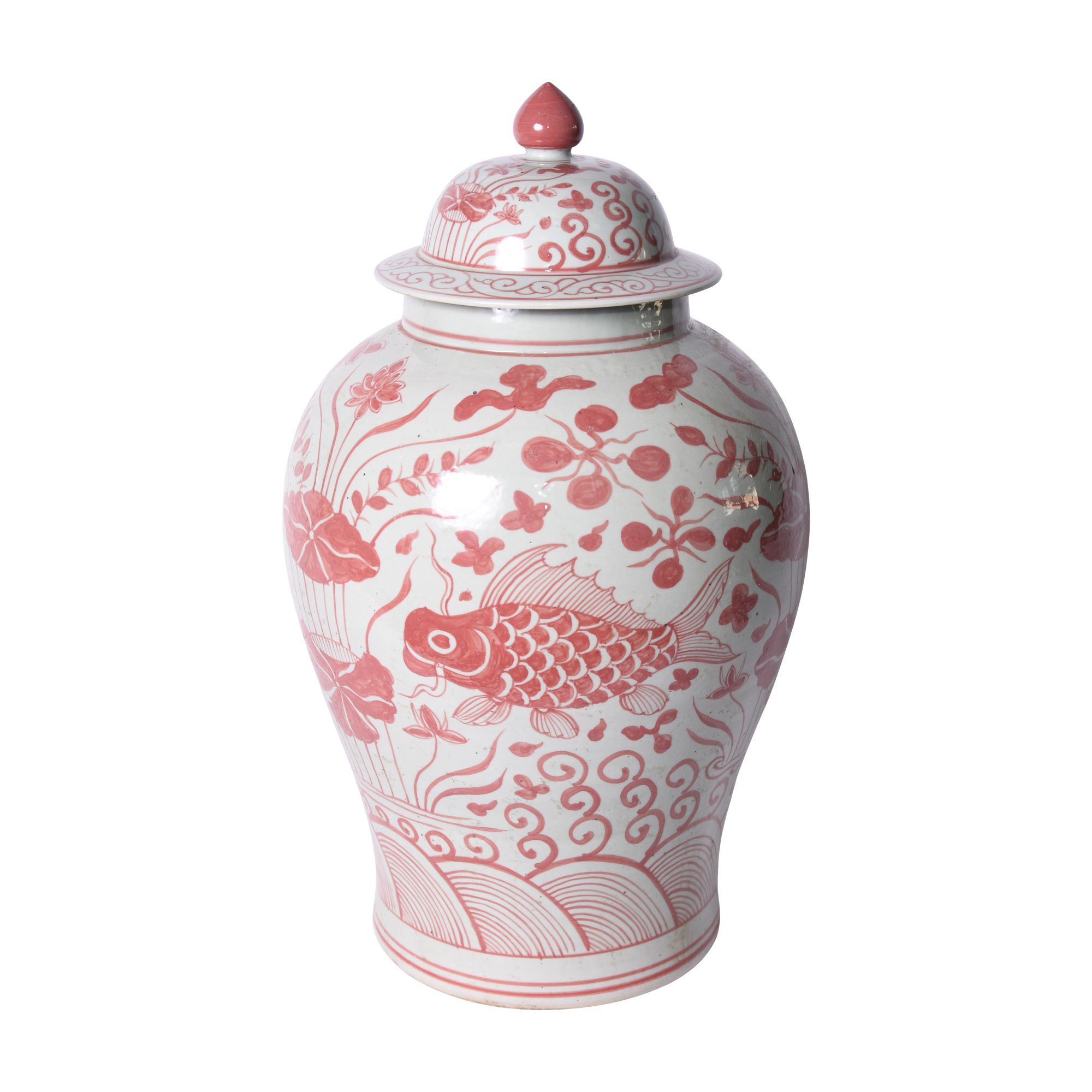 Legend of Asia Giftware Legend of Asia Coral Red Fish Temple Jar