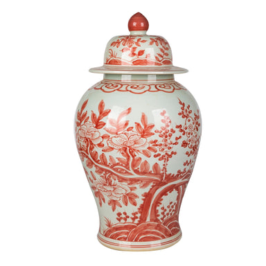 Legend of Asia Giftware Legend of Asia Coral Red Peony Plum Temple Jar Large