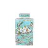 Legend of Asia Giftware Legend of Asia Green Square Tea Jar Landscape Motif