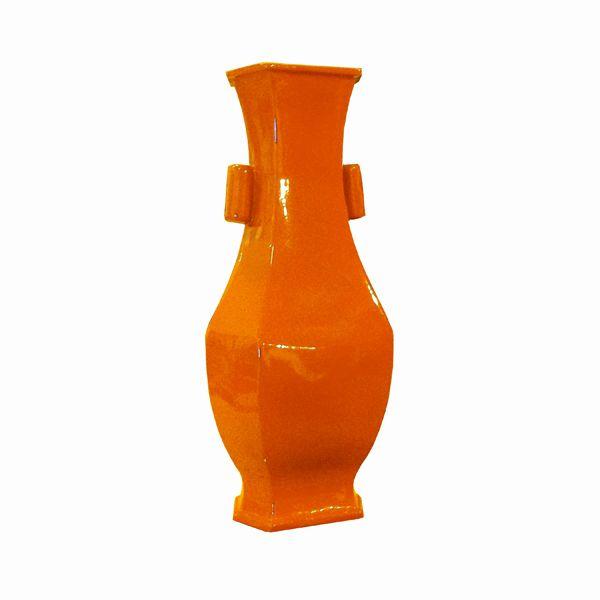 Legend of Asia Giftware Legend of Asia Hex Vase Wide Lip - Orange Crackle
