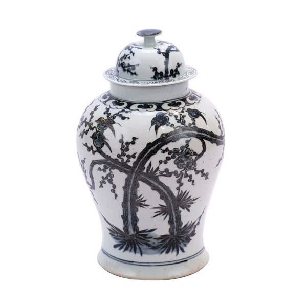 Legend of Asia Giftware Legend of Asia Indigo Temple Jar Magpie On Treetop