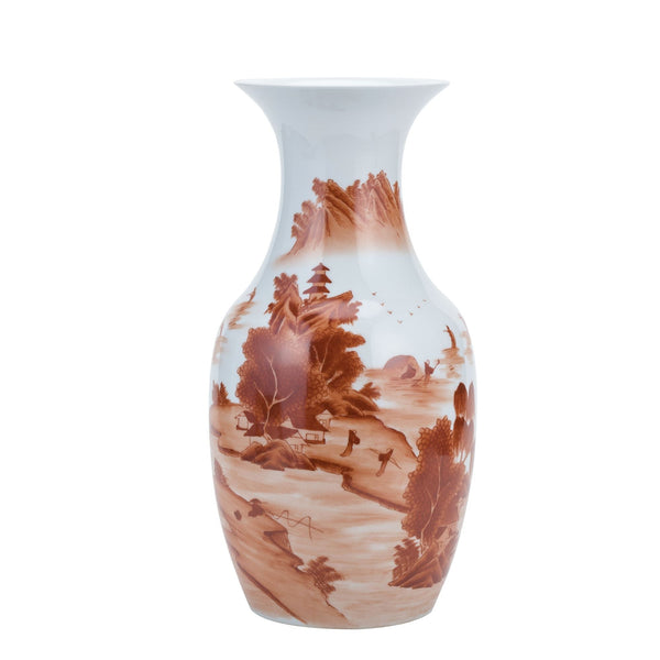 Legend of Asia Giftware Legend of Asia Orange Landscape Fish Tail Vase
