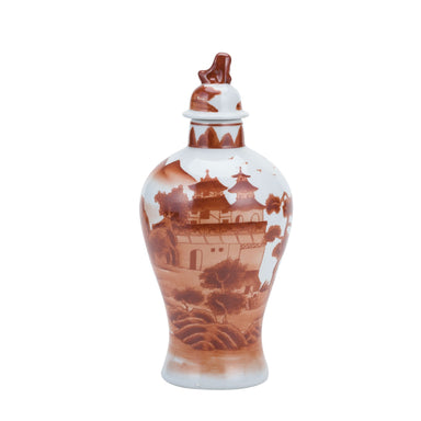Legend of Asia Giftware Legend of Asia Orange Slim Jar Landscape Motif
