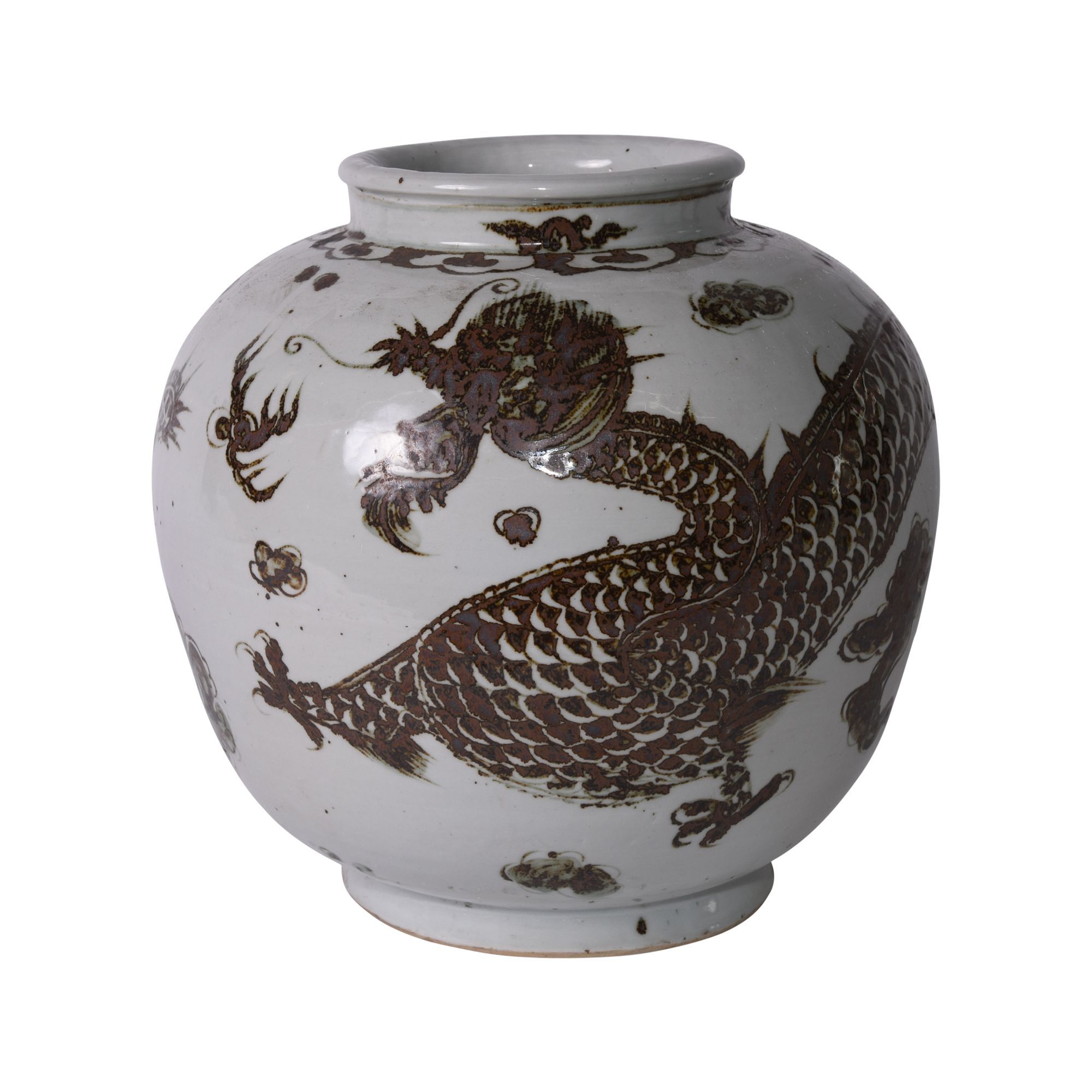 Legend of Asia Giftware Legend of Asia Rusty Brown Dragon Open Top Jar