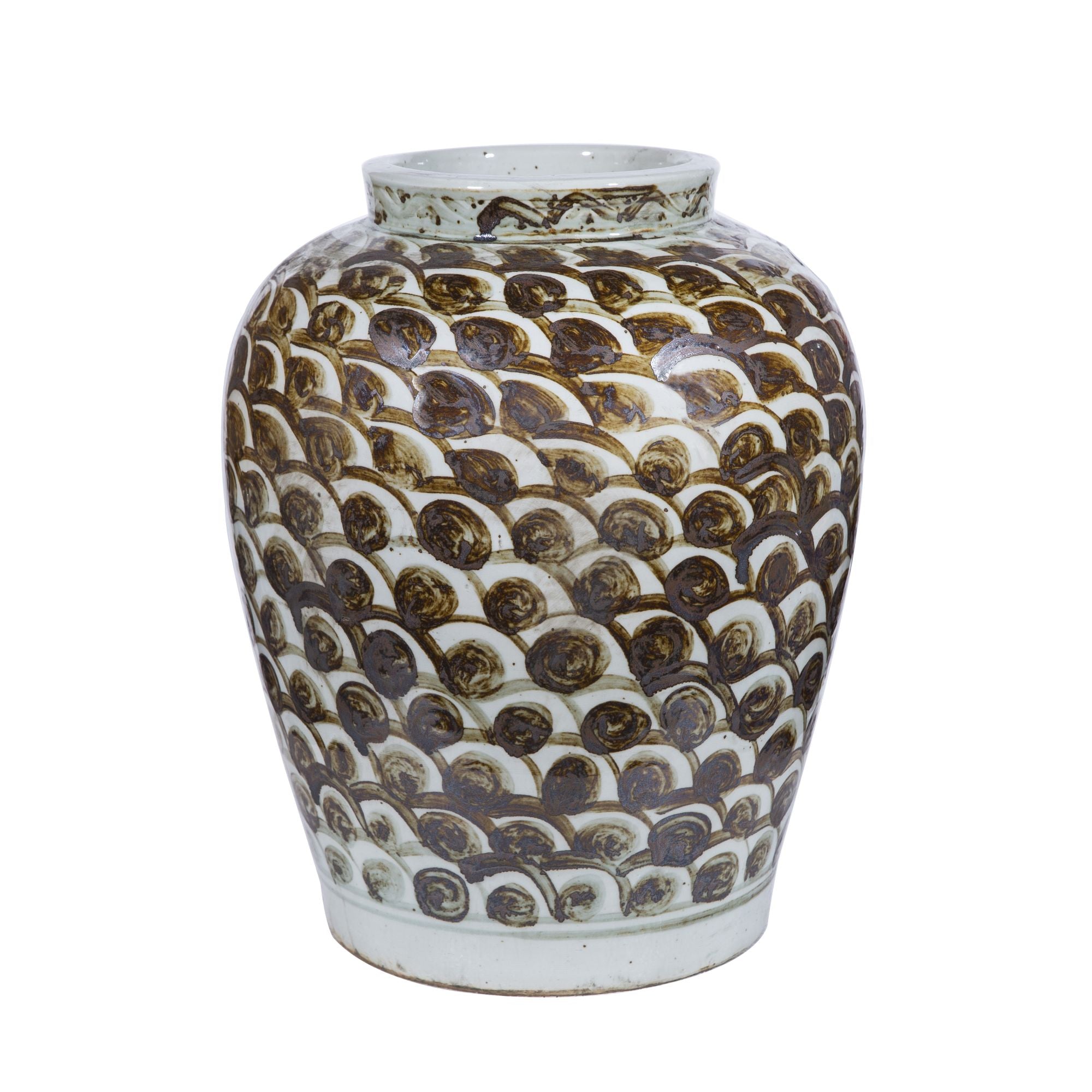 Legend of Asia Giftware Legend of Asia Rusty Brown Jar With Fish Scale Pattern