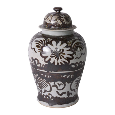Legend of Asia Giftware Legend of Asia Rusty Brown Silla Flower Temple Jar