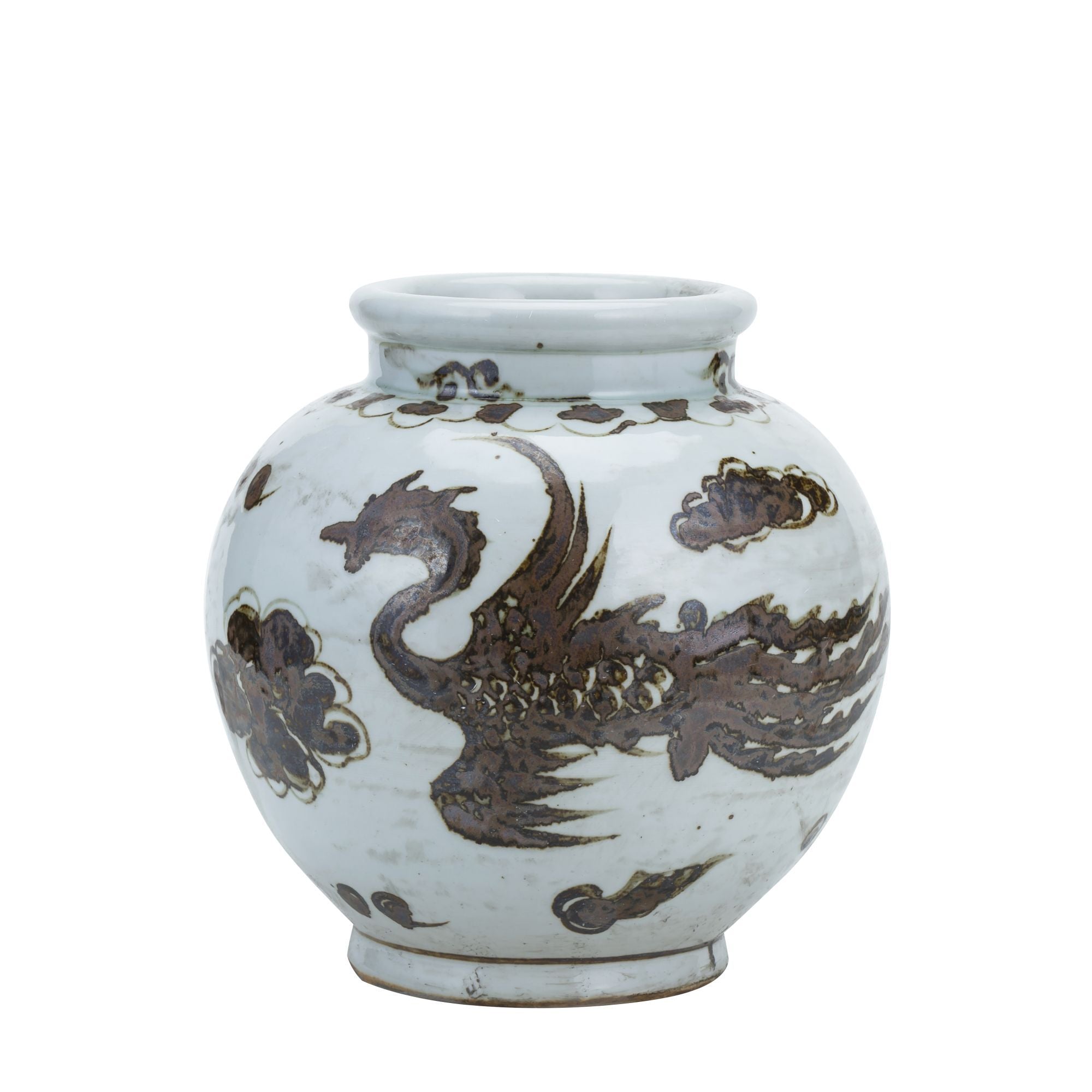 Legend of Asia Giftware Legend of Asia Rusty Brown Small Jar Phoenix