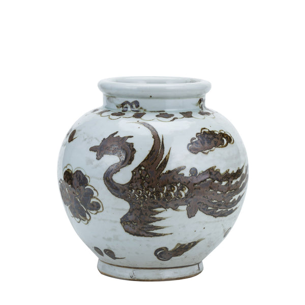 Legend of Asia Giftware Legend of Asia Rusty Brown Small Jar Phoenix