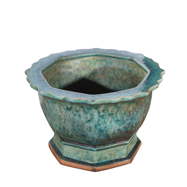 Legend of Asia Giftware Legend of Asia Speckled Green Hexagonal Planter