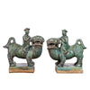 Legend of Asia Giftware Legend of Asia Speckled Green Nobleman Riding Lion Per Pair
