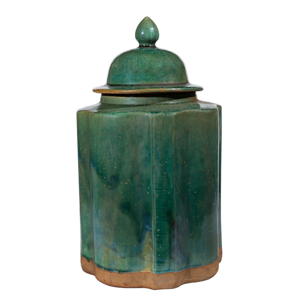 Legend of Asia Giftware Legend of Asia Speckled Green Ribbed Tea Jar