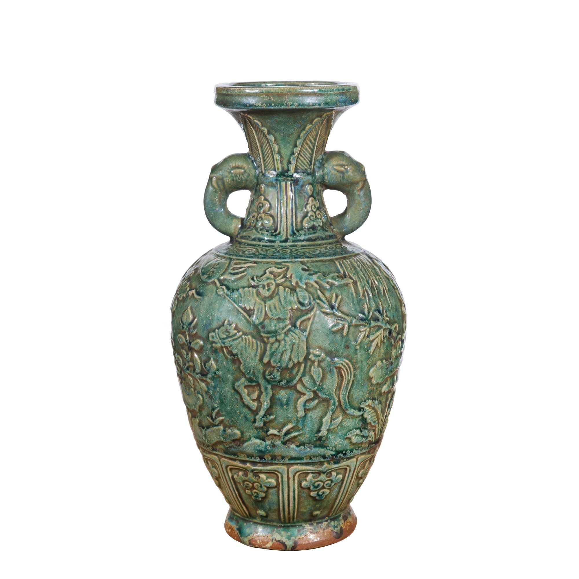 Legend of Asia Giftware Legend of Asia Speckled Green Warrior Vase Elephant Ear Handle