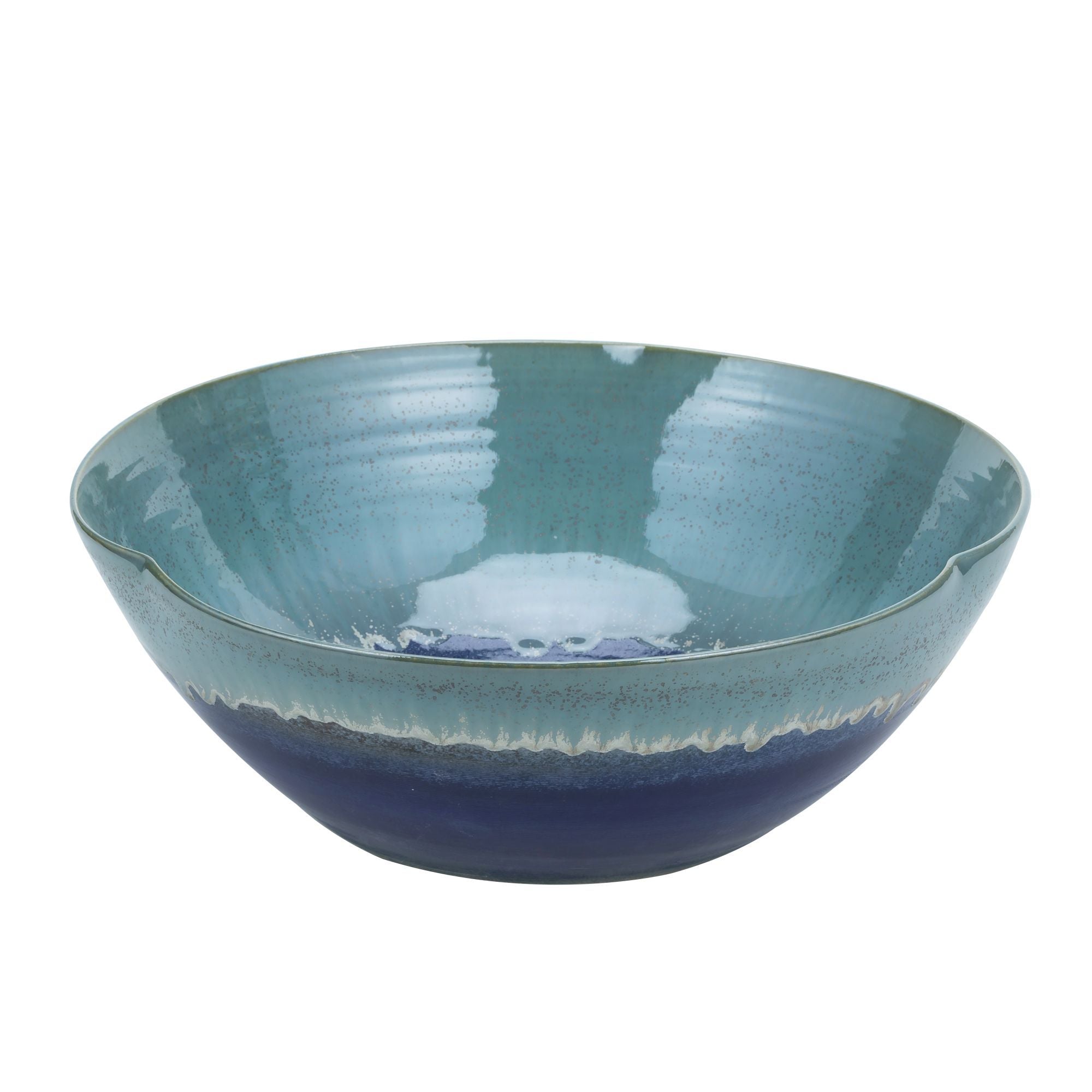 Legend of Asia Giftware Legend of Asia Swirl Bowl Blue Green Reaction Glazed Small