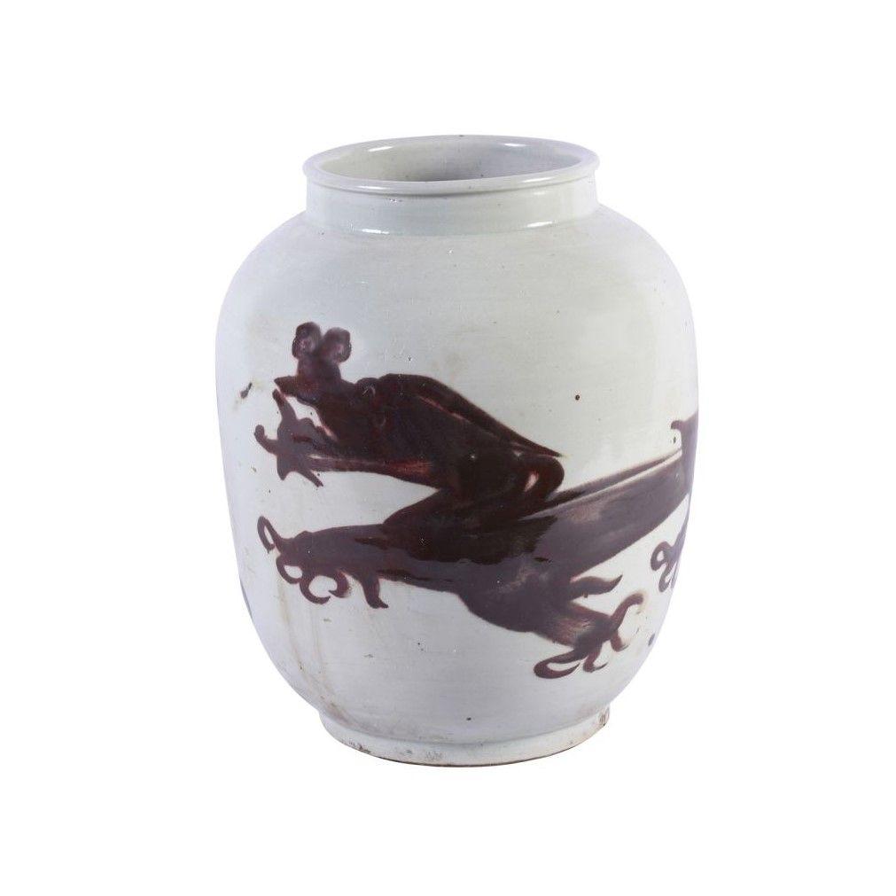 Legend of Asia Giftware Legend of Asia Underglaze Red Squash Vase Dragon Motif