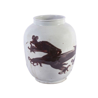 Legend of Asia Giftware Legend of Asia Underglaze Red Squash Vase Dragon Motif