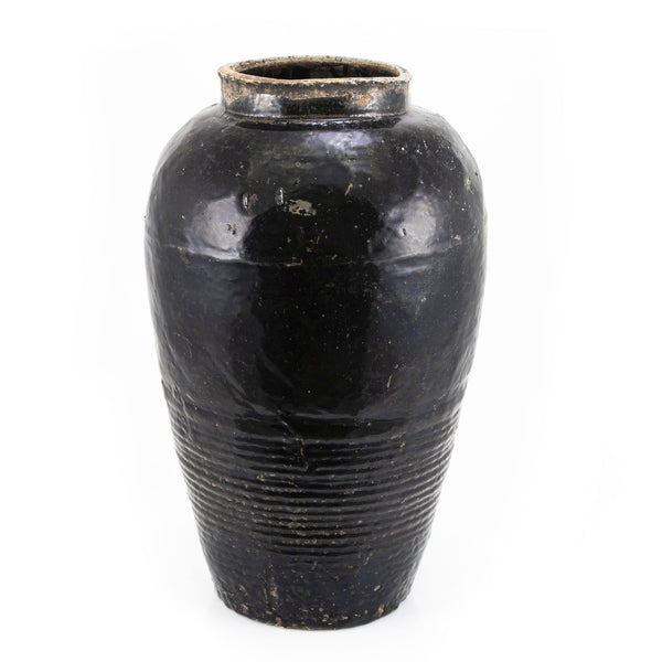 Legend of Asia Giftware Legend of Asia Vintage Black Glazed Wine Jar - Large