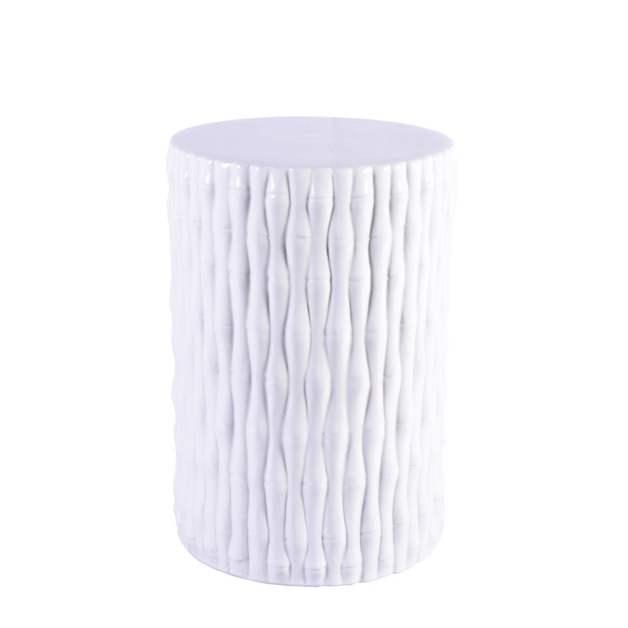 Legend of Asia Giftware Legend of Asia White Cylinder Garden Stool Bamboo Carving