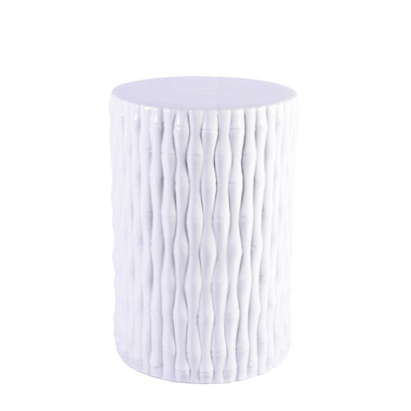 Legend of Asia Giftware Legend of Asia White Cylinder Garden Stool Bamboo Carving