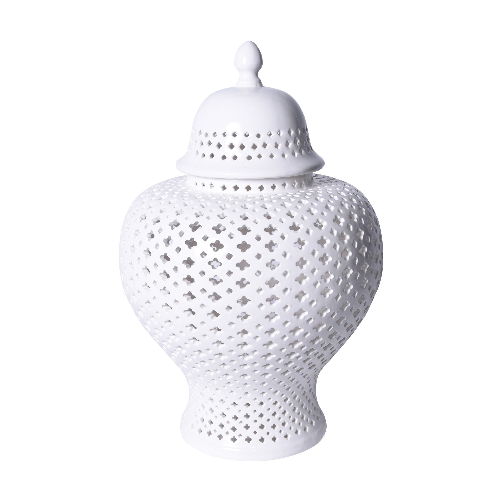 Legend of Asia Giftware Legend of Asia White Lattice Ginger Jar With Lid - L