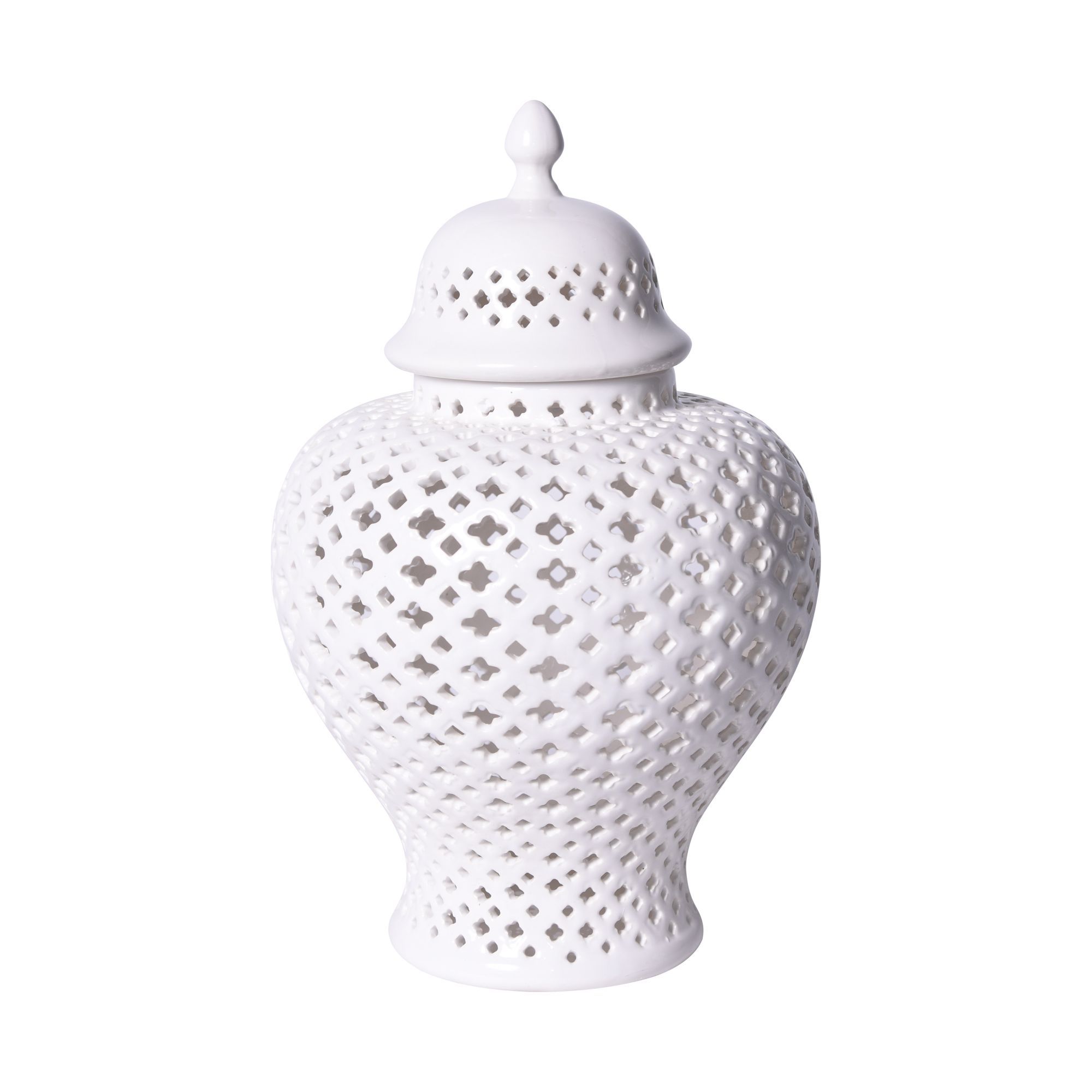 Legend of Asia Giftware Legend of Asia White Lattice Ginger Jar With Lid - M